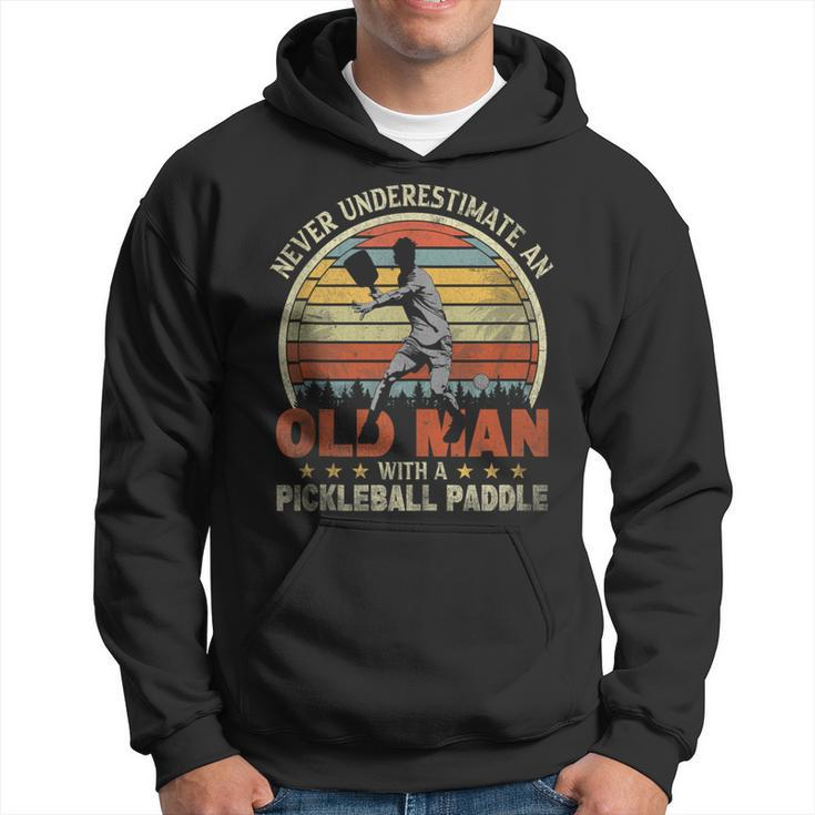 Retro Never Underestimate Old Man With Pickleball Paddle Hoodie