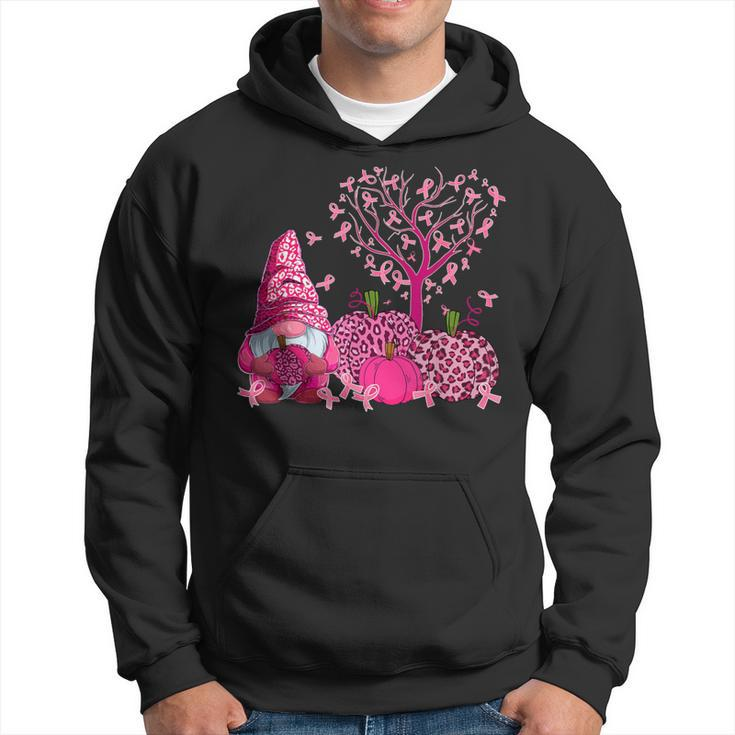 Ribbon Heart Tree Pink And Gnomes Breast Cancer Awareness Hoodie