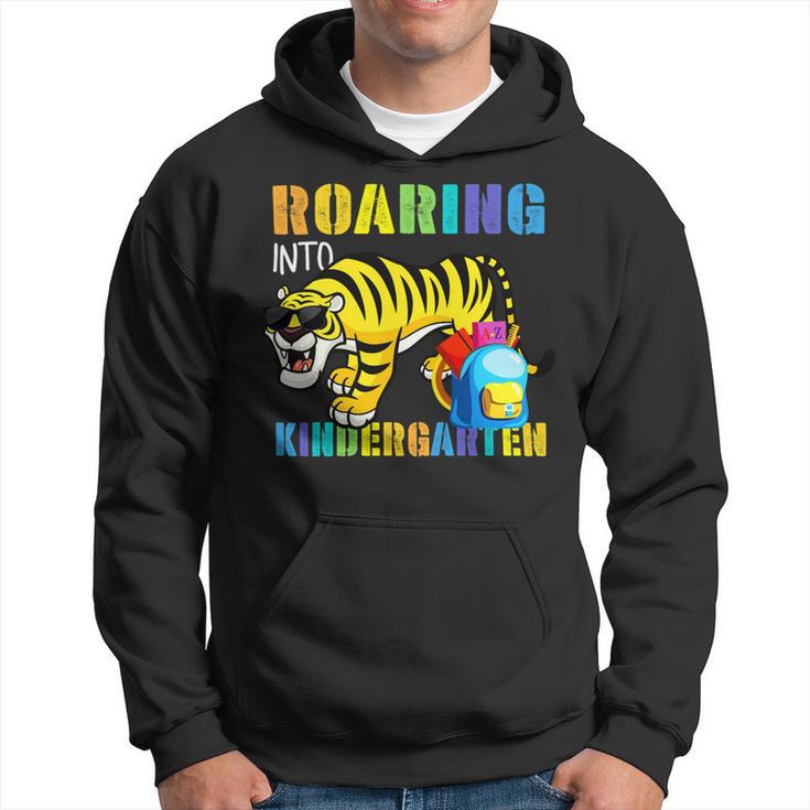 Roaring Into Kindergarten Tiger Back To School From Teacher Hoodie