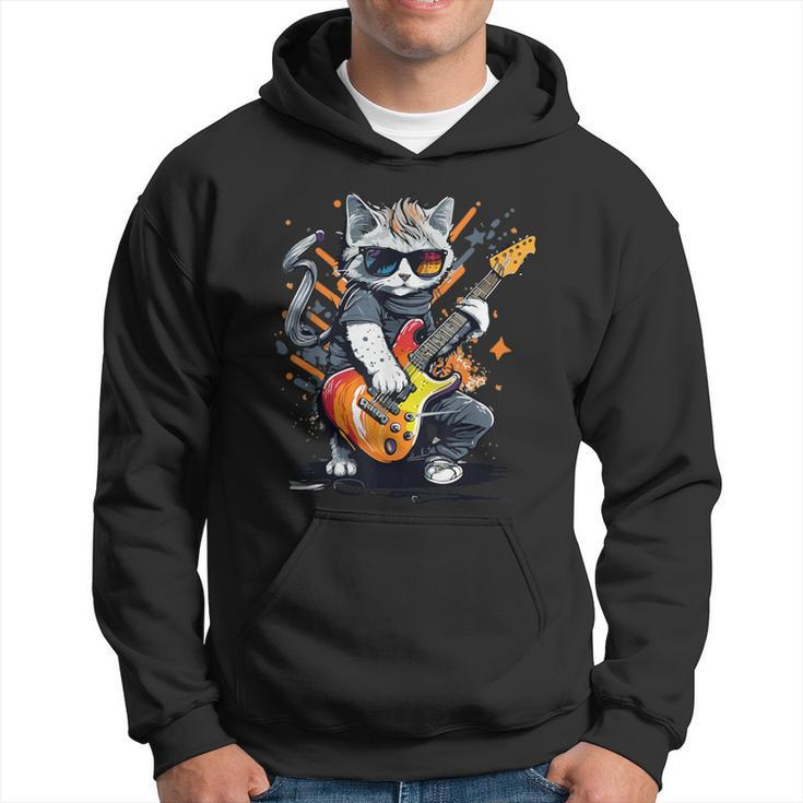 Rock Cat Playing Guitar Guitar Cat Hoodie