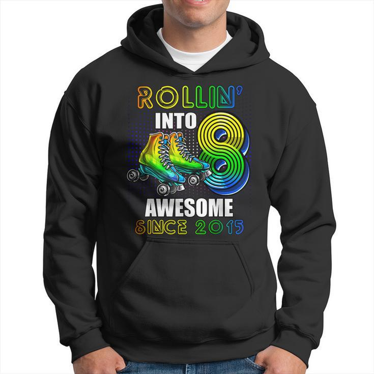Rollin Into 8 Awesome 2015 Roller Skating 8Th Birthday Boys  Hoodie