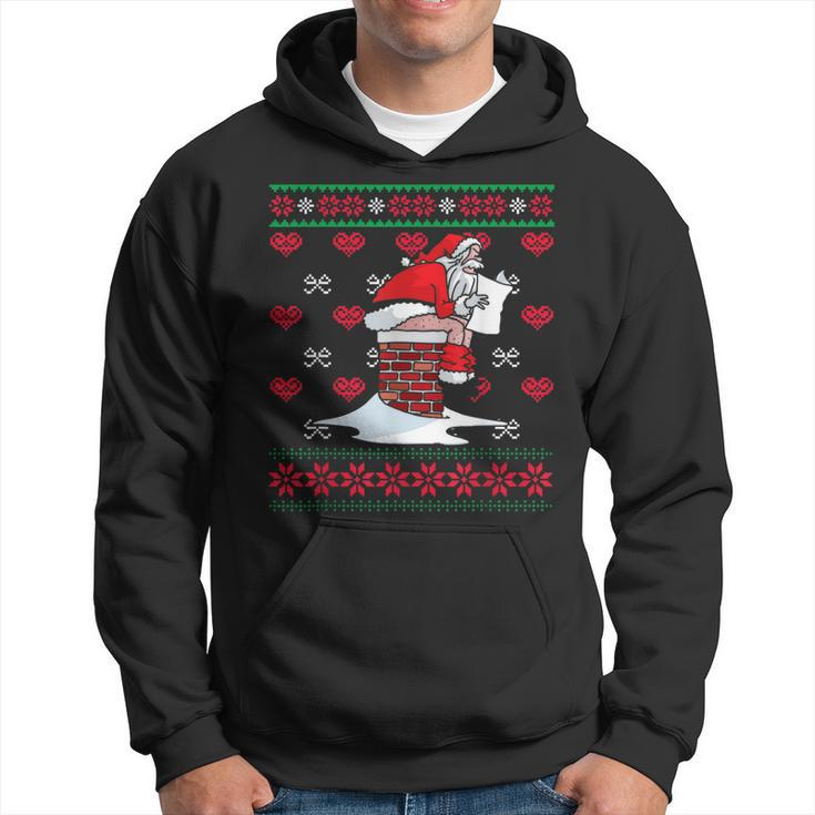 Santa Pooping Down Chimney Ugly Xmas Sweater Christmas Hoodie