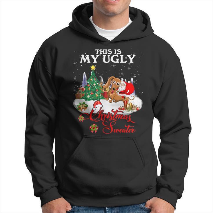 Santa Riding Dachshund This Is My Ugly Christmas Sweater Hoodie