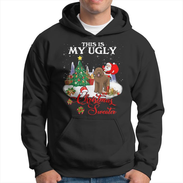 Santa Riding Goldendoodle This Is My Ugly Christmas Sweater Hoodie
