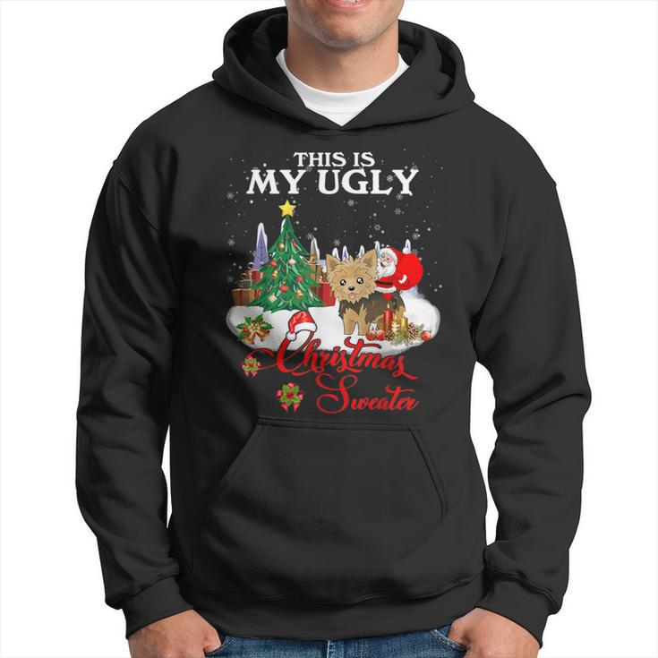 Santa Riding Morkie This Is My Ugly Christmas Sweater Hoodie