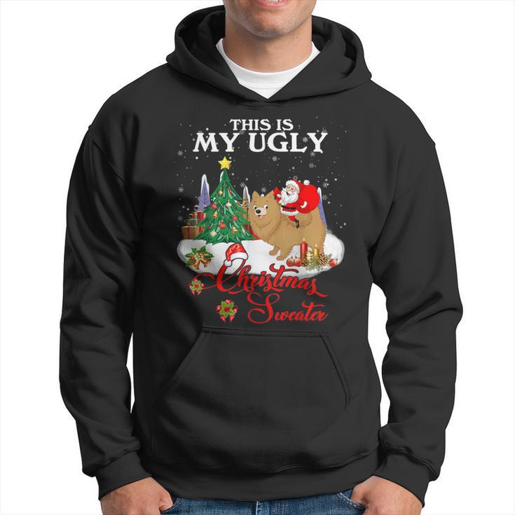 Santa Riding Pomeranian This Is My Ugly Christmas Sweater Hoodie