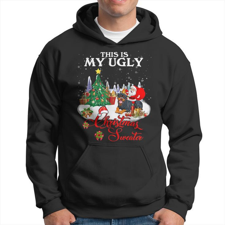 Santa Riding Rottweiler This Is My Ugly Christmas Sweater Hoodie