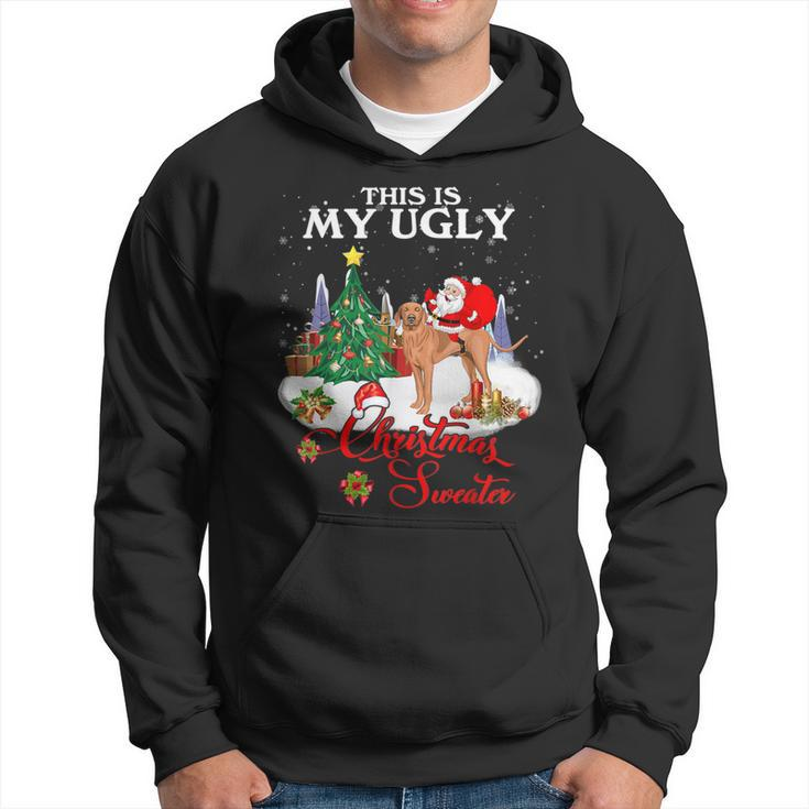 Santa Riding Vizsla This Is My Ugly Christmas Sweater Hoodie