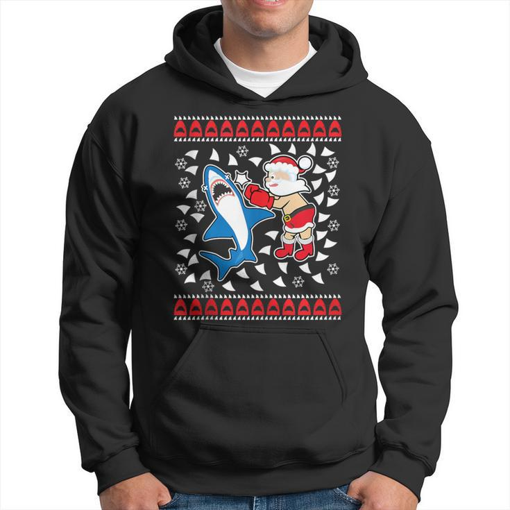 Santa Vs Shark Ugly Christmas Sweater Hoodie
