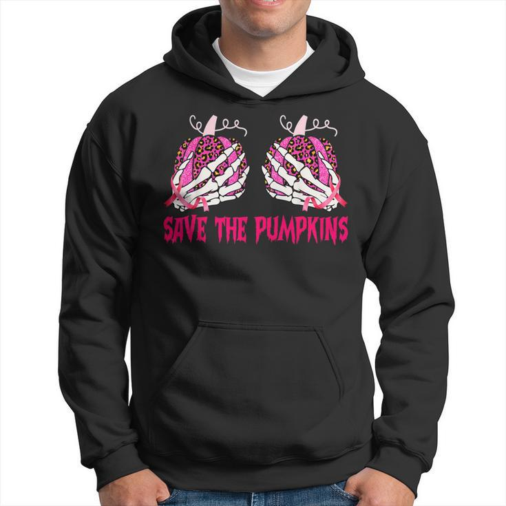 Save The Pumpkins Leopard Skeleton Breast Cancer Awareness Hoodie