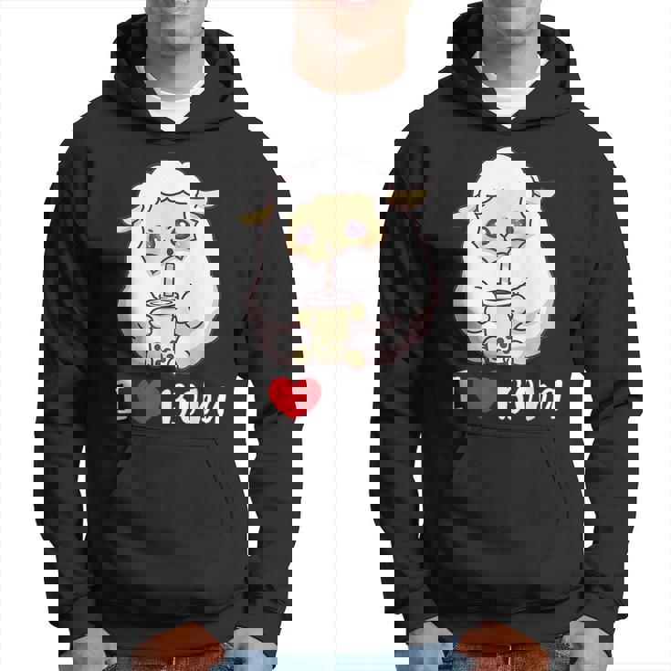 Sheep I Love Boba Bubble Milk Tea Funny Gift CuteGifts For Sheep Lovers Funny Gifts Hoodie
