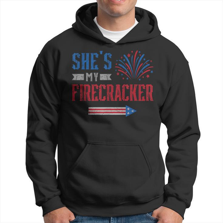 Shes My Firecracker Fireworks Usa Flag Couples 4Th Of July Usa Funny Gifts Hoodie