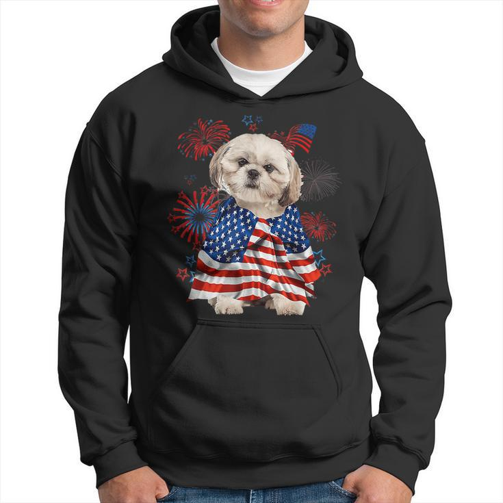 Shih Tzu Dog American Usa Flag 4Th Of July Dog Lover Owner  Hoodie