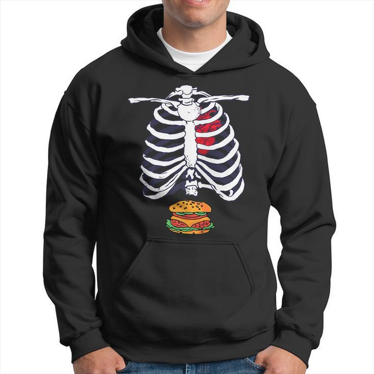 Skeleton Burger Halloween Foodie Scary Food Lover Hamburger Hoodie