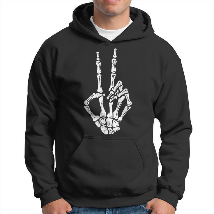 Skeleton Hand Peace Sign Halloween Costume Bones Hoodie