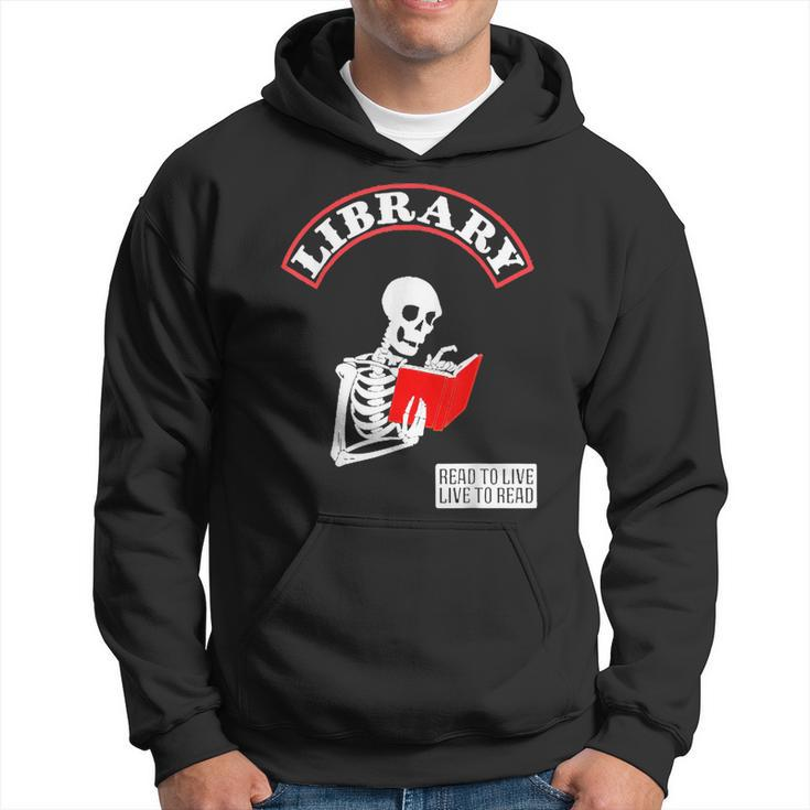 Skeleton Library Read To Live Liveto Read Funny Book Lover Hoodie