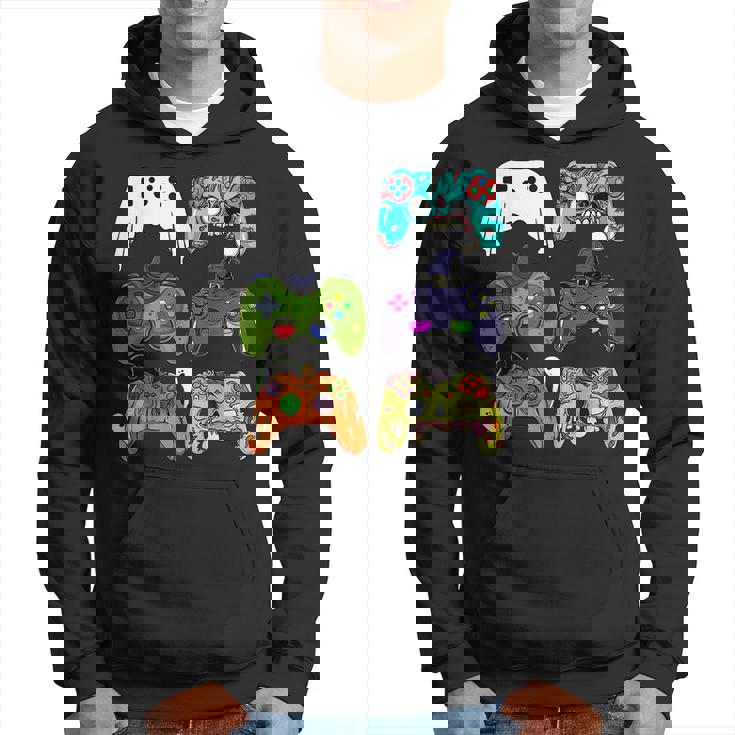 Skeleton Zombie Gaming Controllers Halloween For Gamer Boys Hoodie