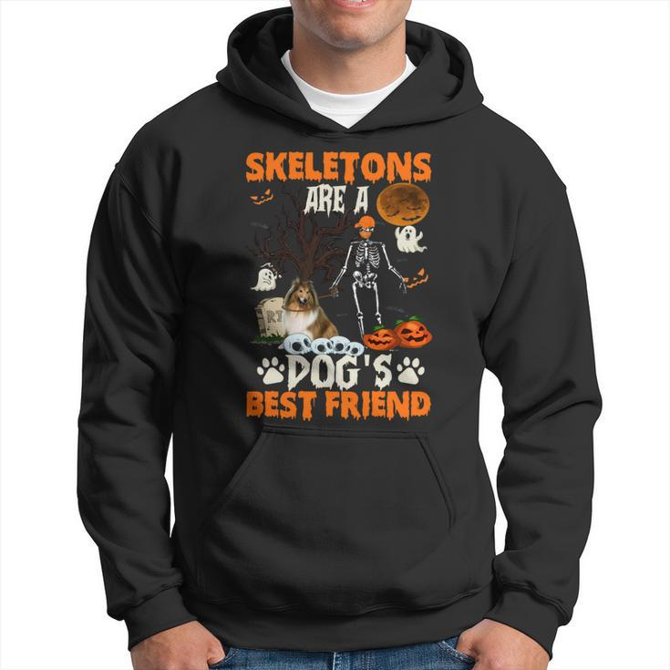 Skeletons Shetland Sheepdog Is Friends Funny Halloween Hoodie