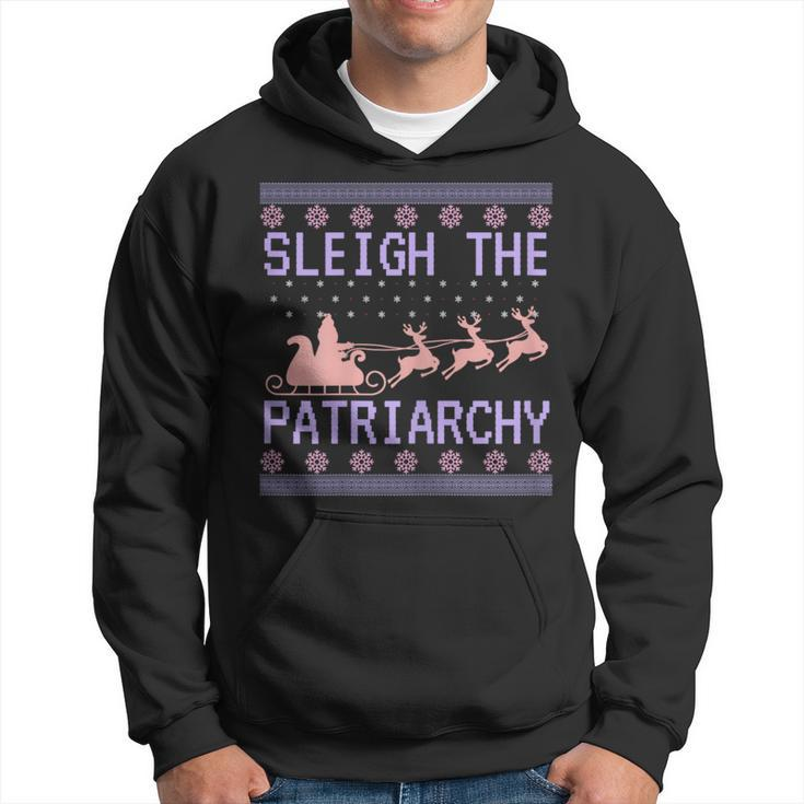 Sleigh The Patriarchy Feminist Ugly Christmas Sweater Meme Hoodie