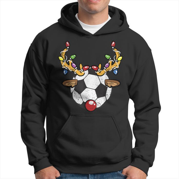 Soccer Ball Reindeer Christmas Pajama X-Mas Lights Sport Hoodie