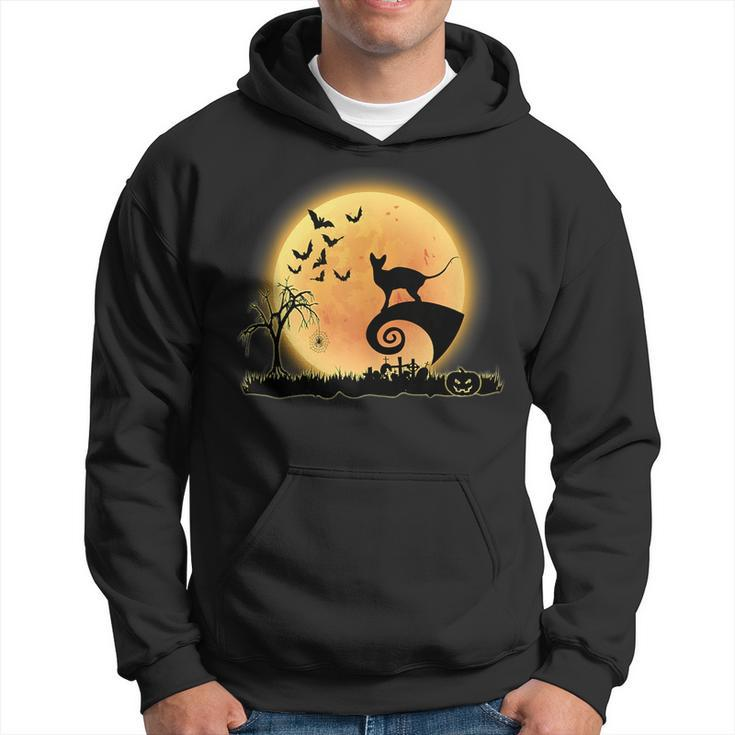 Sphynx Cat Scary And Moon Funny Kitty Halloween Costume  Hoodie