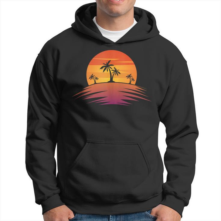 Sunset Beach Silhouette Tropical Palm Tree Sunny Lover Gift Hoodie
