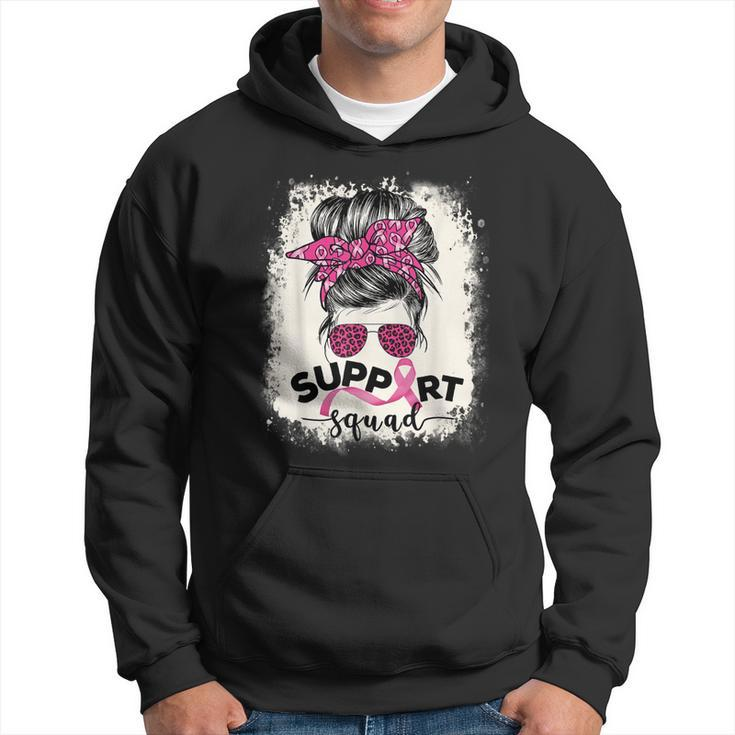 Support Squad Messy Bun Breast Cancer Awareness Pink Warrior Hoodie