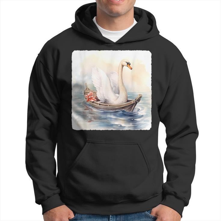 Swan Riding A Paddle Boat Concept Of Swan Using Paddle Boat Hoodie