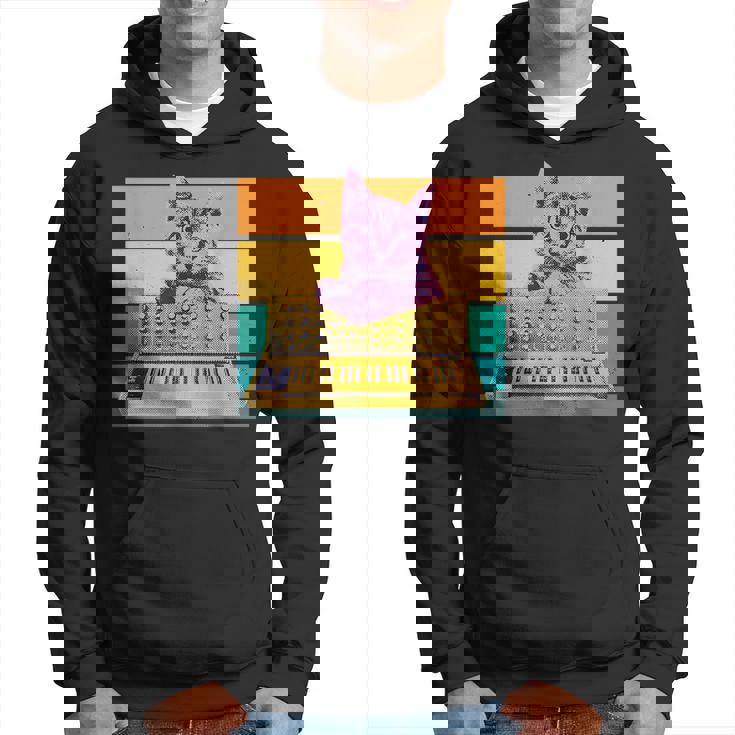 Synthesizer & Cat Vintage Analog Synth Retro Studio Gear  Hoodie