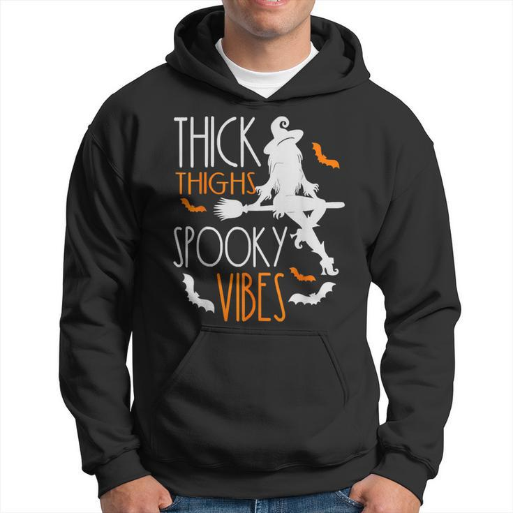 Thick Thighs Spooky Vibes Pretty Eyes Witch Halloween Party Hoodie
