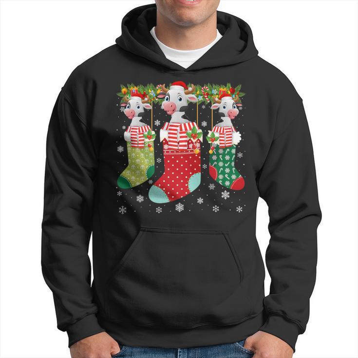 Three Cow In Socks Ugly Christmas Sweater Party Hoodie
