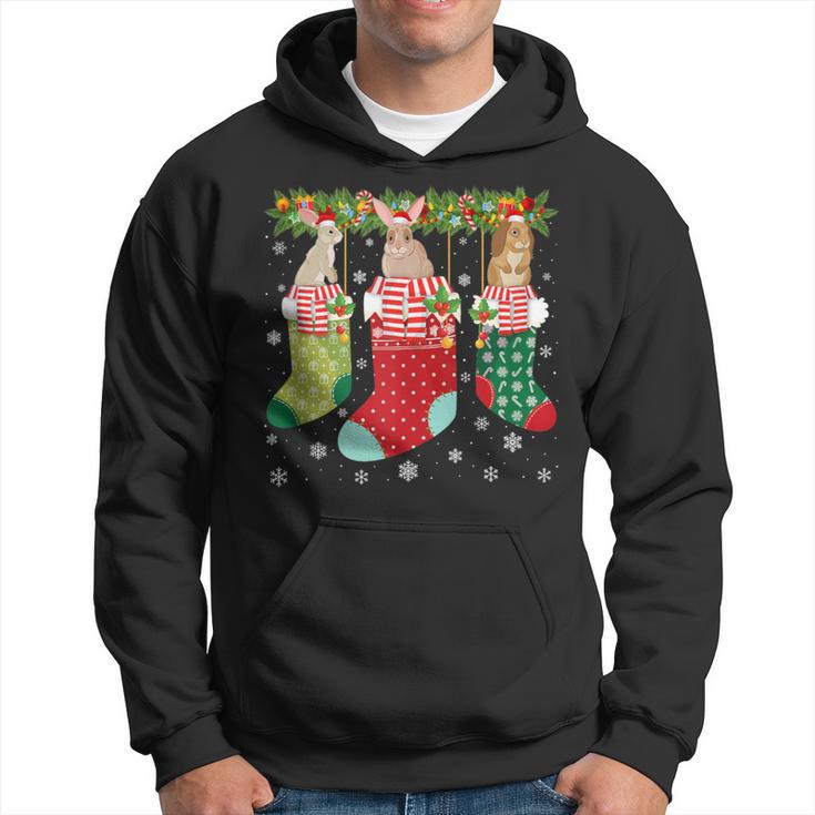 Three Rabbit In Socks Ugly Christmas Sweater Party Hoodie