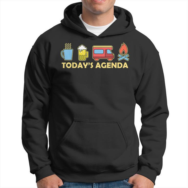 Today's Agenda Camping Lover Tent Bbq Travelling Picnicking Hoodie