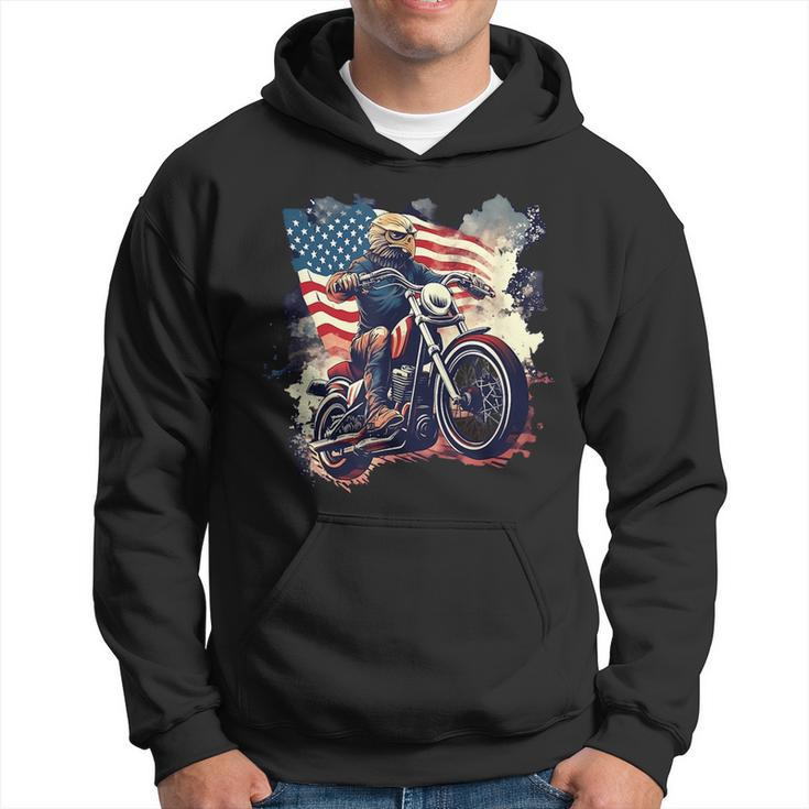 Too Cool To Rule Patriotic Bald Eagle Biker American Flag Patriotic Funny Gifts Hoodie