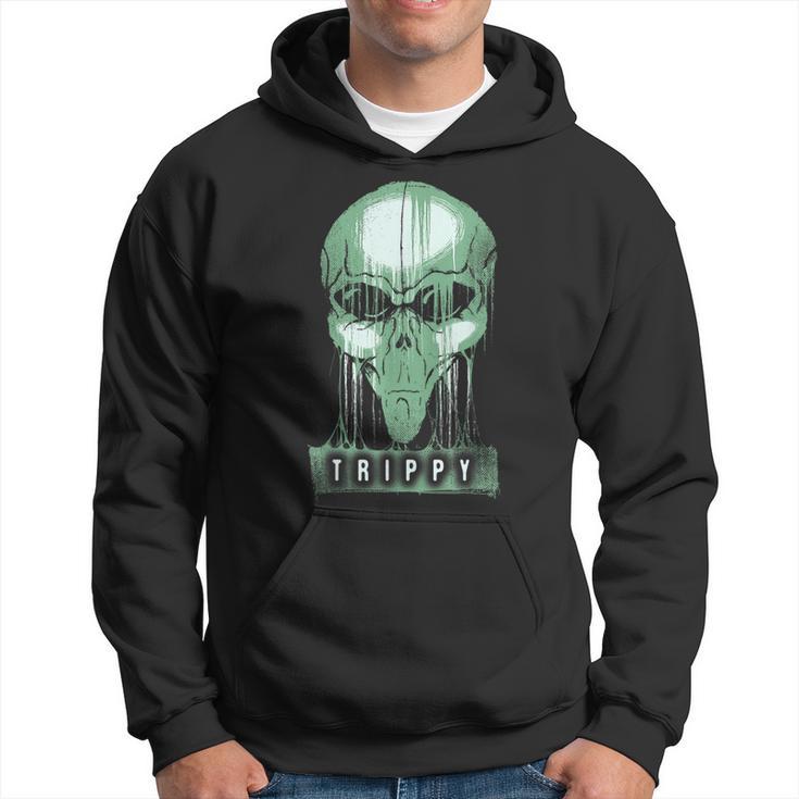 Trippy Alien - Scary Alien Face - Alien Head Hoodie | Mazezy