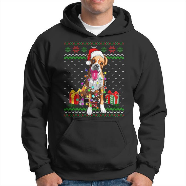 Ugly Sweater Christmas Lights Boxer Dog Lover Hoodie