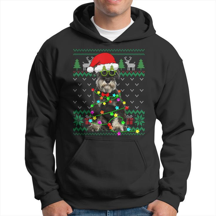 Ugly Sweater Christmas Lights Schnauzer Dog Puppy Lover Hoodie