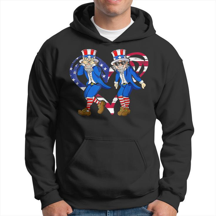 Uncle Sam Griddy Dance 4Th Of July Usa Flag Heart American Hoodie