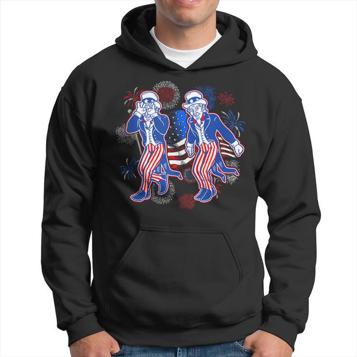 Uncle Sam Griddy Dance Funny 4Th Of July Usa Flag Fireworks Hoodie