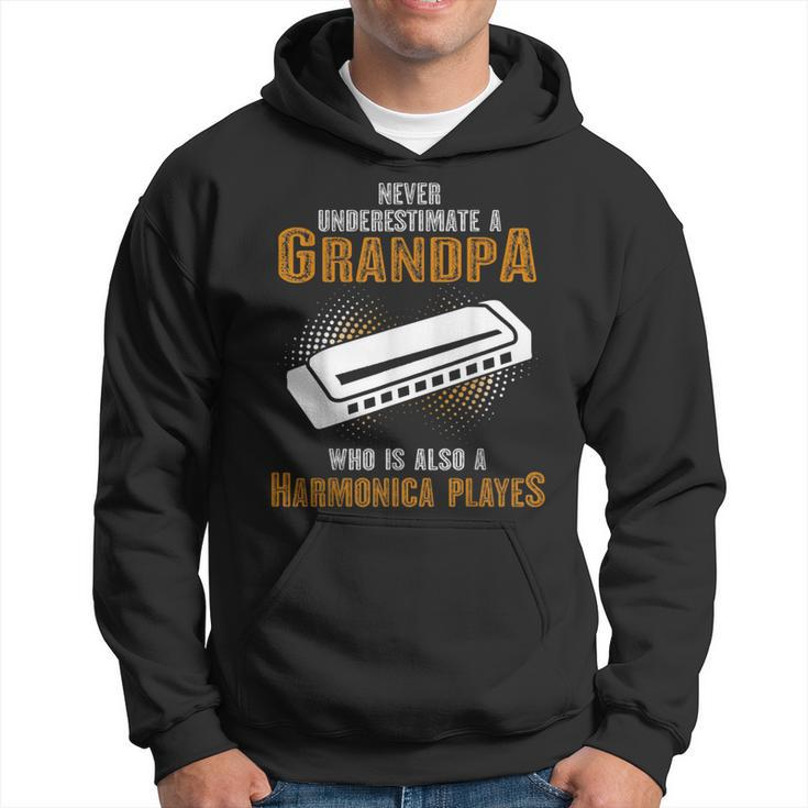 Never Underestimate Grandpa Who Is Also A Harmonica Player Hoodie
