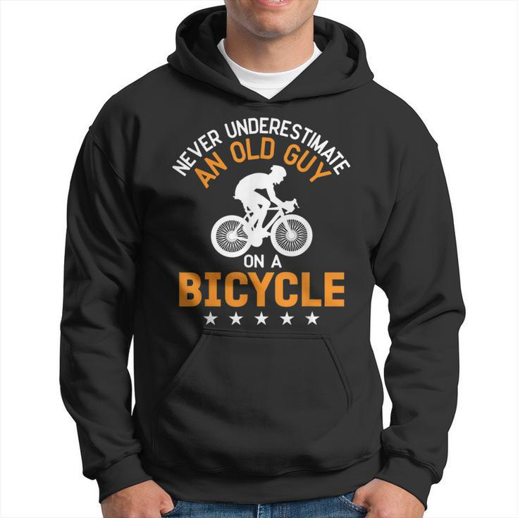 Never Underestimate An Old Guy On A Bicycle Cycling Mens Hoodie