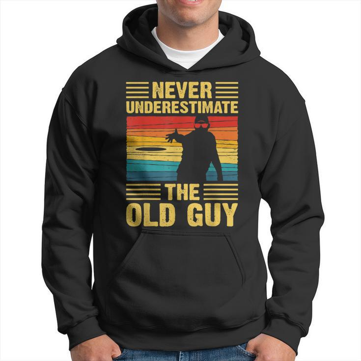 Never Underestimate The Old Guy Disc Golf Vintage Hoodie