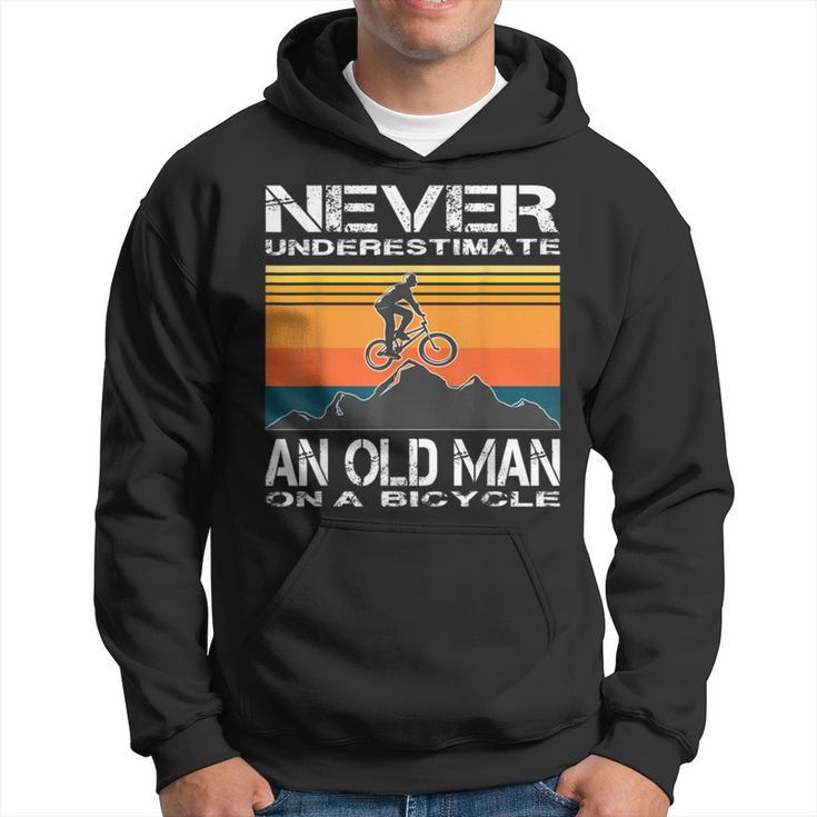 Never Underestimate An Old Man On A Bicycle Cycling Vintage Hoodie