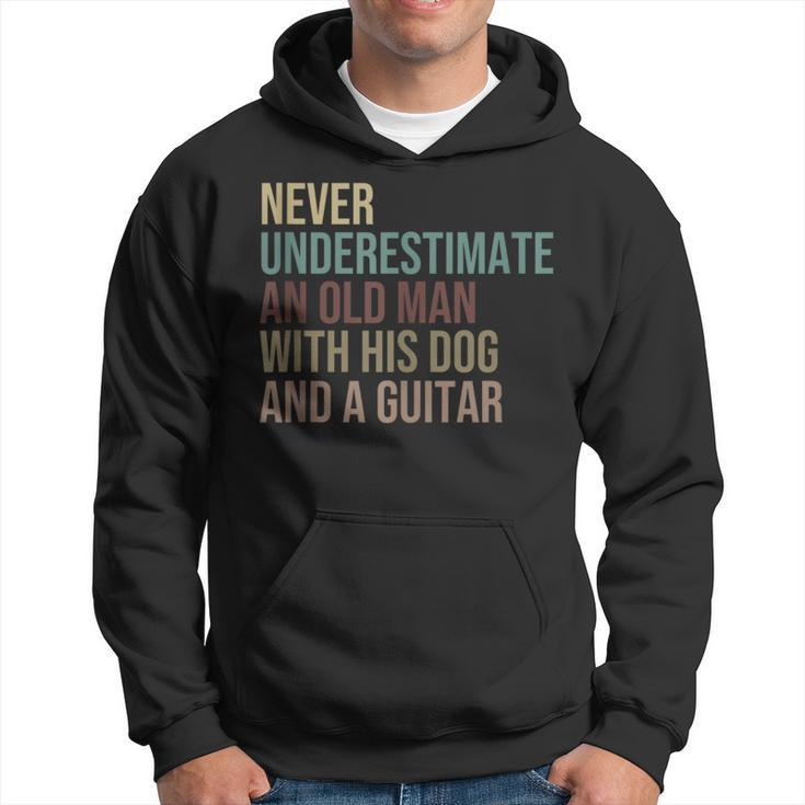 Never Underestimate An Old Man With His Dog And A Guitar Hoodie