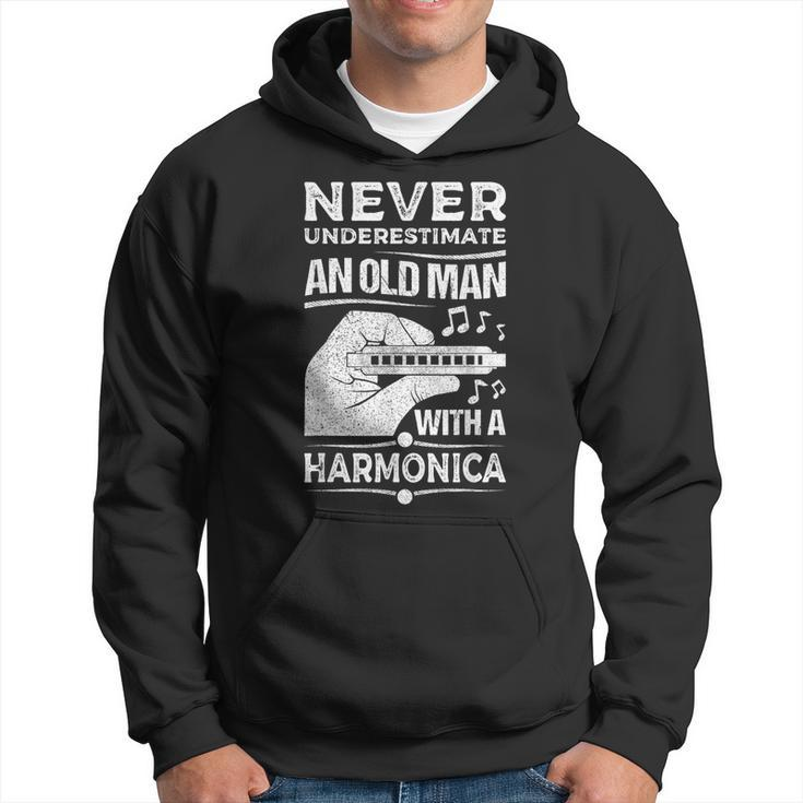 Never Underestimate An Old Man Harmonicist Harmonica Player Hoodie