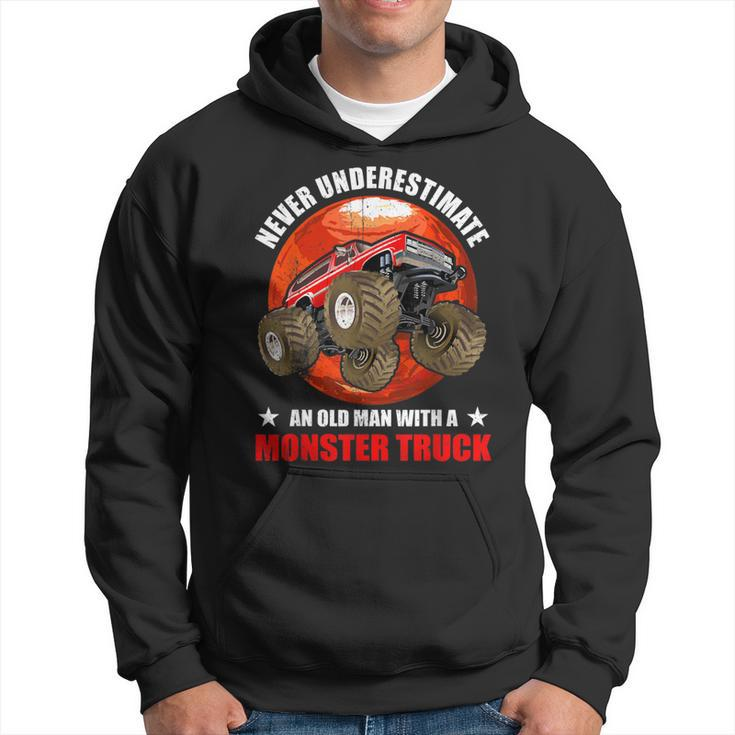 Never Underestimate An Old Man With A Monster Truck Gamer Hoodie