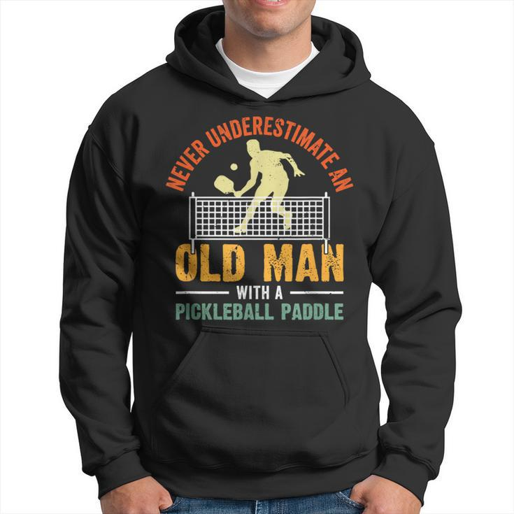 Never Underestimate An Old Man Pickleball Grandfather Hoodie