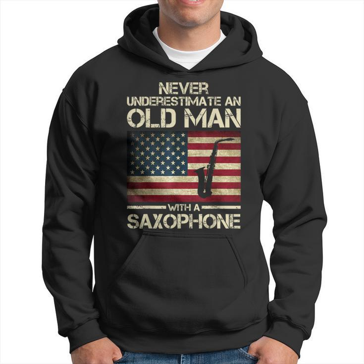 Never Underestimate An Old Man With A Saxophone Grandpa Hoodie