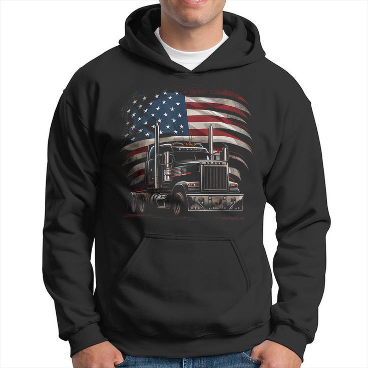 Us American Flag Trucker Truck Driver Gift  Hoodie