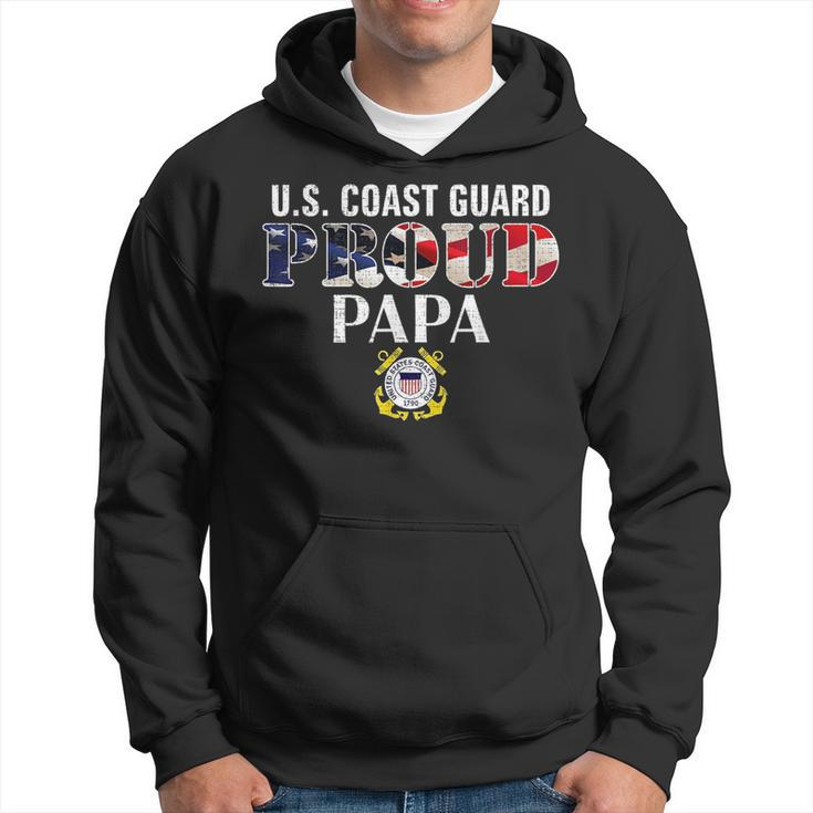 Us Proud Coast Guard Papa With American Flag Veteran Day Veteran Funny Gifts Hoodie